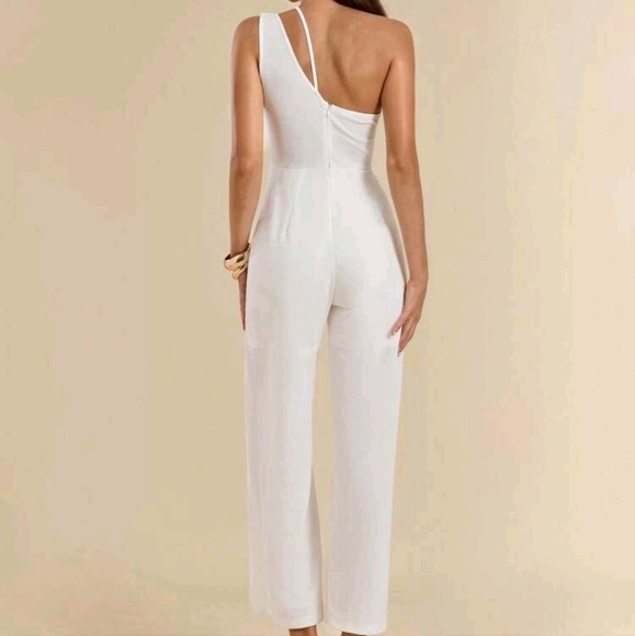 Women's Summer Asymmetrical Neck Wide-Leg Jumpsuit - Picture 2 of 4